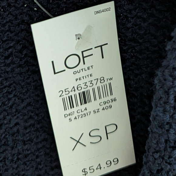 LOFT Dark Navy Blue Knit Yarn Blend Cardigan Sweater XSP BRAND NEW WITH TAGS - Picture 7 of 7